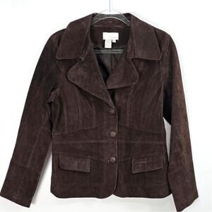 Vintage Spiegel Brown Suede Jacket Y2K Tailored Button Front